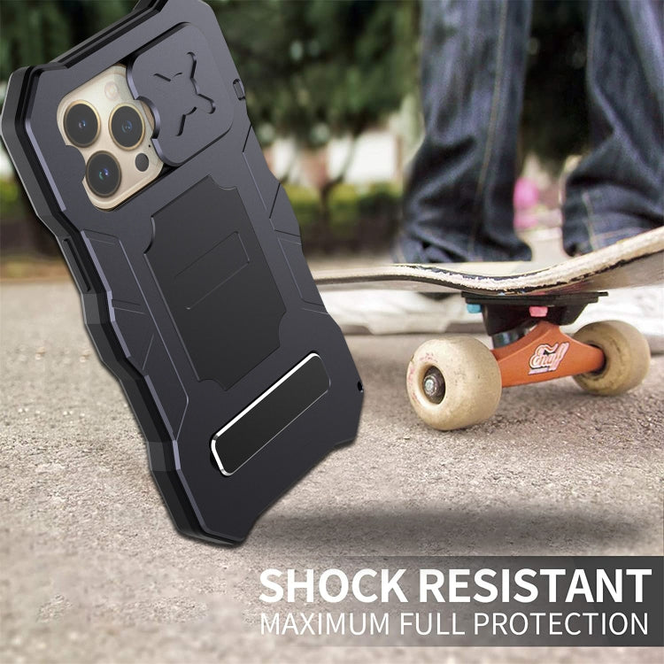 For iPhone 13 Pro Camshield Shockproof Life Waterproof Dustproof Metal Case with Holder (Black) - free shipping - PMC TechLife - Order now!