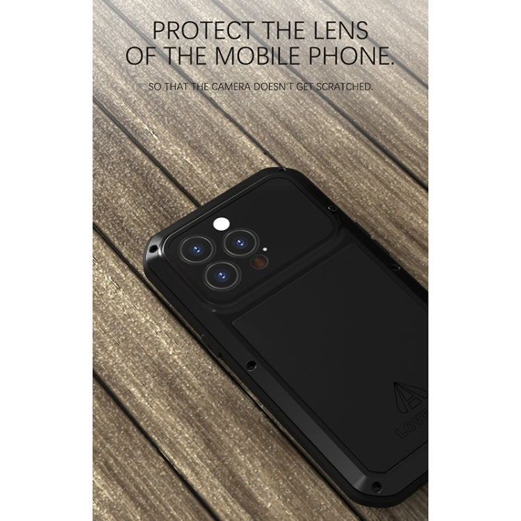 For iPhone 13 Pro LOVE MEI Metal Shockproof Life Waterproof Dustproof Protective Phone Case (Black) - free shipping - PMC TechLife - Order now!