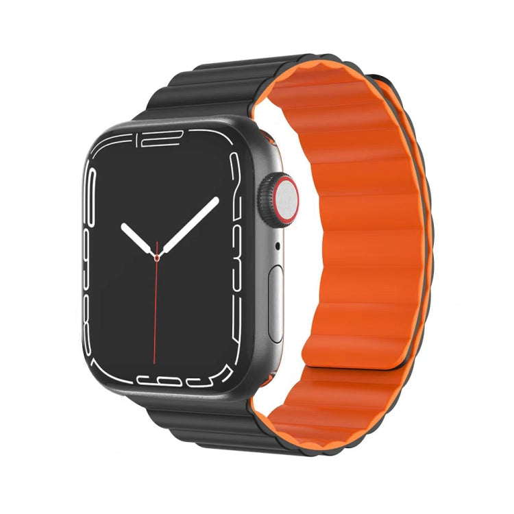 Mutural Moran Series Liquid Silicone Magnetic Strap Watch Band For Apple Watch Series 9&8&7 41mm / SE 3&SE 2&6&SE&5&4 40mm / 3&2&1 38mm(Black + Orange) - Watch Bands by Mutural | Online Shopping South Africa | PMC Jewellery | Buy Now Pay Later Mobicred