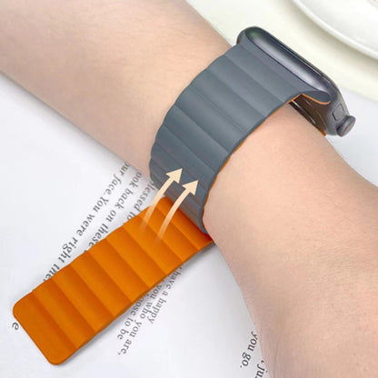 Mutural Moran Series Liquid Silicone Magnetic Strap Watch Band For Apple Watch Series 9&8&7 41mm / SE 3&SE 2&6&SE&5&4 40mm / 3&2&1 38mm(Grey + Yellow) - Watch Bands by Mutural | Online Shopping South Africa | PMC Jewellery | Buy Now Pay Later Mobicred