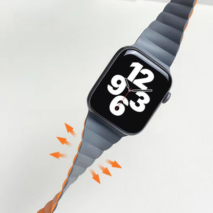 Mutural Moran Series Liquid Silicone Magnetic Strap Watch Band For Apple Watch Series 9&8&7 41mm / SE 3&SE 2&6&SE&5&4 40mm / 3&2&1 38mm(Black + Orange) - Watch Bands by Mutural | Online Shopping South Africa | PMC Jewellery | Buy Now Pay Later Mobicred