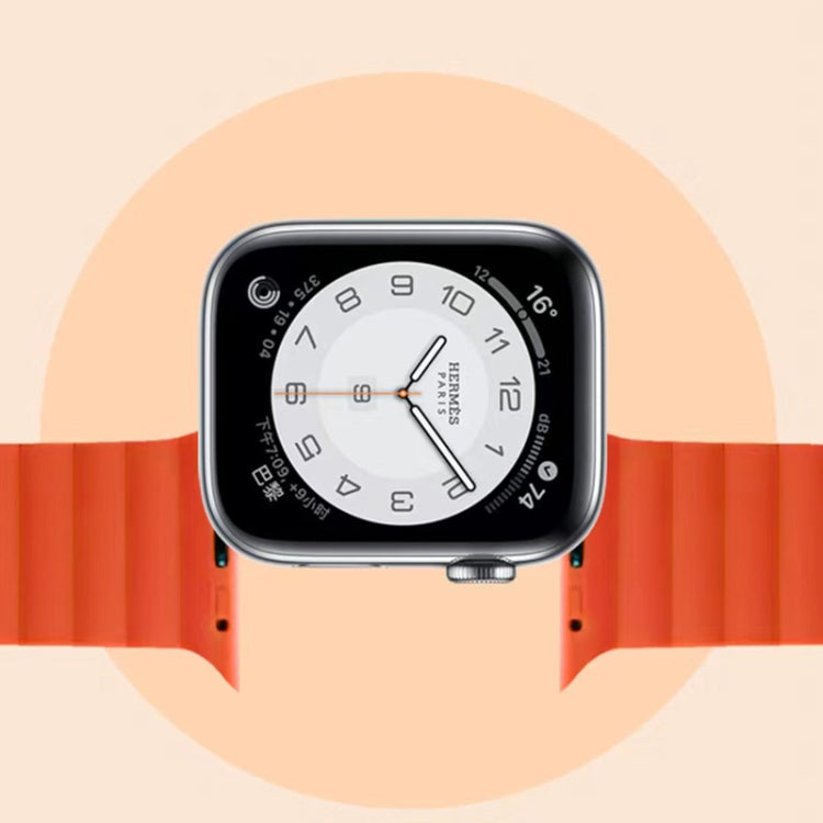 Mutural Moran Series Liquid Silicone Magnetic Strap Watch Band For Apple Watch Series 9&8&7 41mm / SE 3&SE 2&6&SE&5&4 40mm / 3&2&1 38mm(Black + Orange) - Watch Bands by Mutural | Online Shopping South Africa | PMC Jewellery | Buy Now Pay Later Mobicred