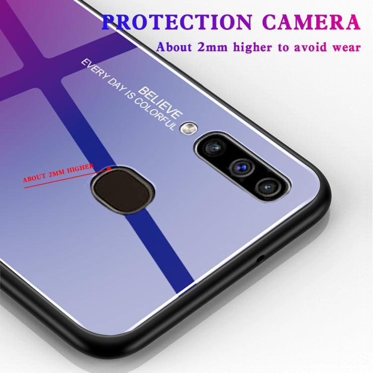 For Galaxy A60 Gradient Color Glass Case(Blue) - Galaxy Phone Cases by PMC TechLife | Online Shopping South Africa | PMC TechLife | Buy Now Pay Later Mobicred