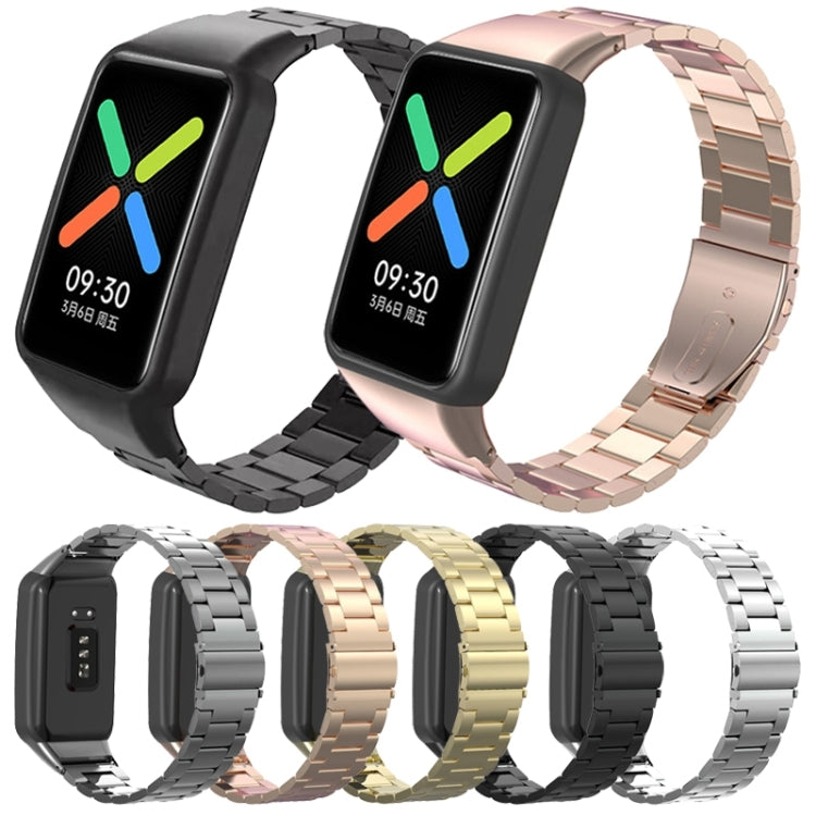 For OPPO Watch Free NFC Stainless Steel Three-bead Watch Band(Black) - free shipping - PMC TechLife - Order now!