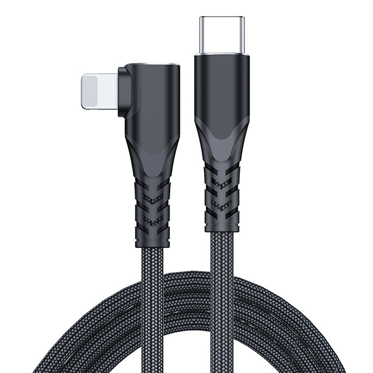 A6 PD 20W USB-C / Type-C to 8 Pin Elbow Data Cable for iPhone, iPad, Length:2m(Black) - Normal Style Cable by PMC Jewellery | Online Shopping South Africa | PMC Jewellery