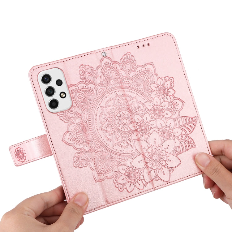 For Samsung Galaxy A53 5G 7-petal Flowers Embossing Pattern Horizontal Flip CasePhone Case(Rose Gold) - free shipping - PMC TechLife - Order now!