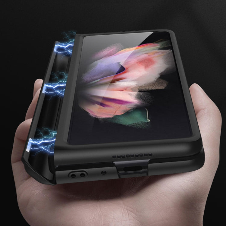 For Samsung Galaxy Z Fold3 5G GKK Magnetic Full Coverage Phone Flip Case with Holder(Grey) - free shipping - PMC TechLife - Order now!