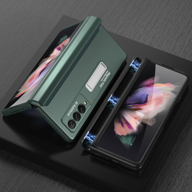 For Samsung Galaxy Z Fold3 5G GKK Magnetic Full Coverage Phone Flip Case with Holder(Gold) - Galaxy Phone Cases by GKK | Online Shopping South Africa | PMC TechLife | Buy Now Pay Later Mobicred