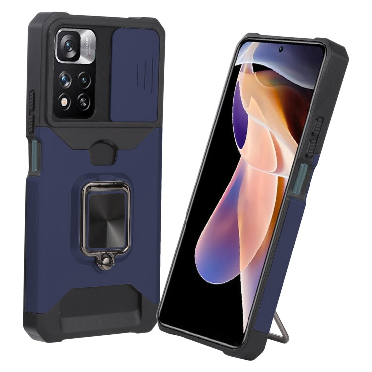 For Xiaomi Redmi Note 11 Pro 5G / 4G International Version Sliding Camera Cover Design PC + TPU Shockproof Phone Case(Blue) - Xiaomi Cases by PMC TechLife | Online Shopping South Africa | PMC TechLife | Buy Now Pay Later Mobicred
