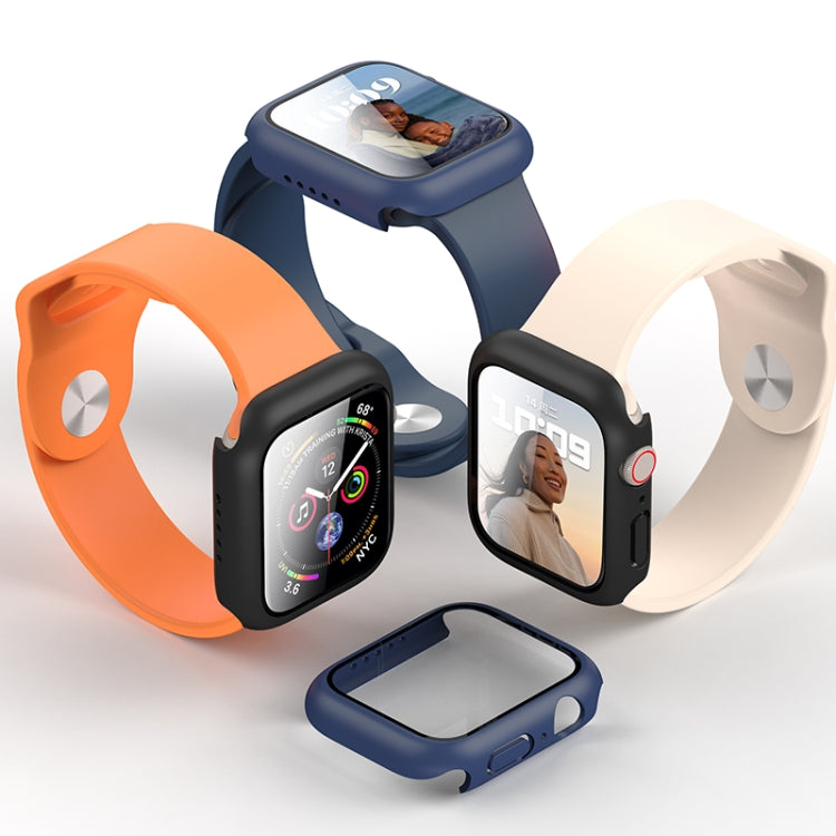 ROCK 2 in 1 PC Frame + Tempered Glass Protector Case For Apple Watch Series 9 / 8 / 7 41mm(Black) - Watch Cases by ROCK | Online Shopping South Africa | PMC TechLife | Buy Now Pay Later Mobicred