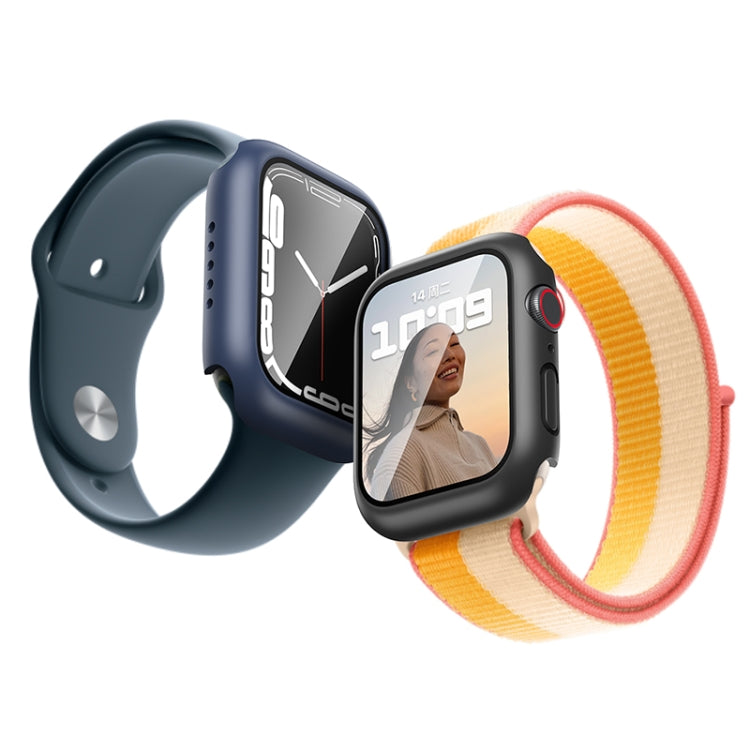 ROCK 2 in 1 PC Frame + Tempered Glass Protector Case For Apple Watch Series 9 / 8 / 7 45mmBlue) - Watch Cases by ROCK | Online Shopping South Africa | PMC Jewellery | Buy Now Pay Later Mobicred