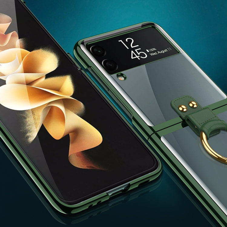 For Samsung Galaxy Z Flip3 5G GKK Phantom Electroplating Phone Case with Ring(Dark Green) - free shipping - PMC TechLife - Order now!