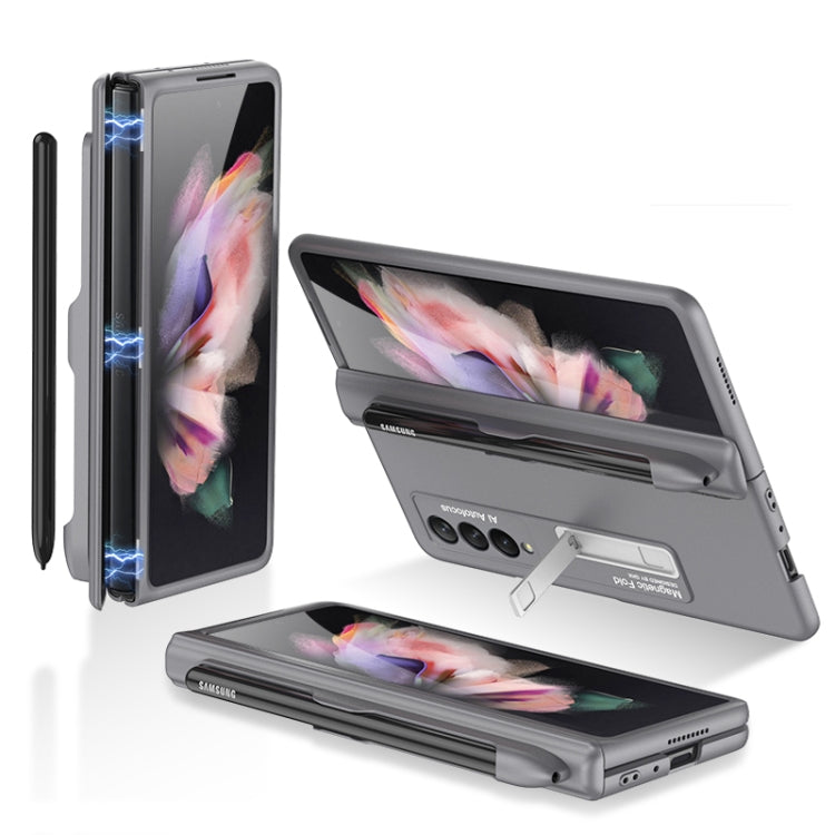 For Samsung Galaxy Z Fold3 5G GKK Magnetic Full Coverage Phone Flip Case with Pen Slot(Grey) - free shipping - PMC TechLife - Order now!