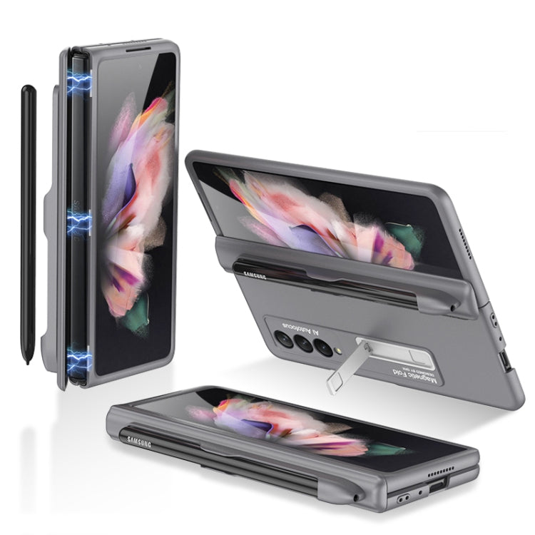 For Samsung Galaxy Z Fold3 5G GKK Magnetic Full Coverage Phone Flip Case with Pen Slot(Grey) - Galaxy Phone Cases by GKK | Online Shopping South Africa | PMC Jewellery