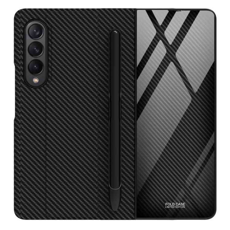 For Samsung Galaxy Z Fold3 5G GKK Flip Tempered Glass Phone Case with Pen Slot(Black) - Galaxy Phone Cases by GKK | Online Shopping South Africa | PMC Jewellery | Buy Now Pay Later Mobicred