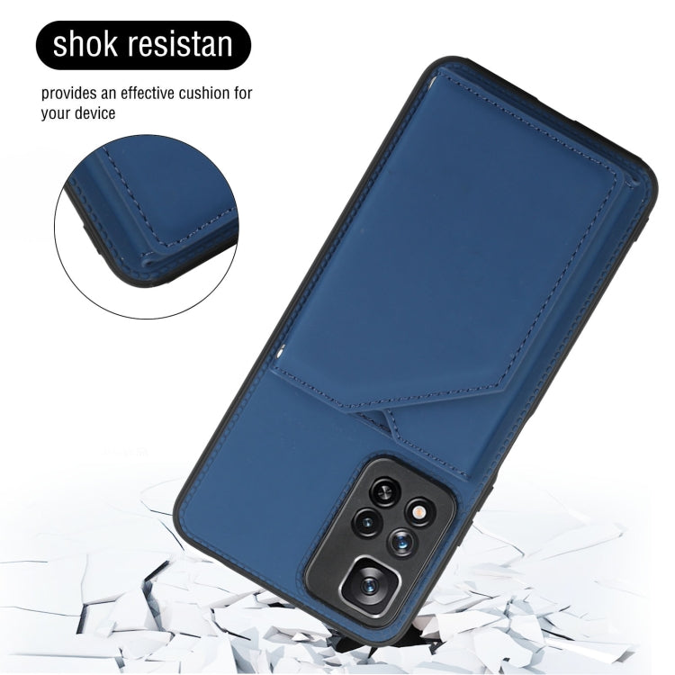 For Xiaomi Redmi Note 11 Pro Skin Feel PU + TPU + PC Phone Case with Card Slots(Blue) - Redmi Note 11 Pro Case by PMC TechLife | Online Shopping South Africa | PMC TechLife