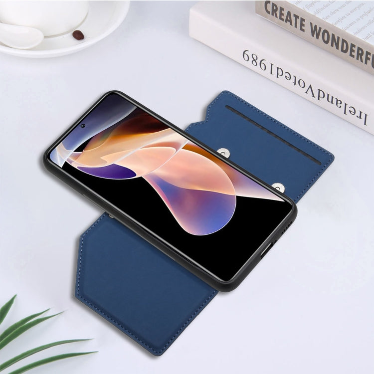 For Xiaomi Redmi Note 11 Pro Skin Feel PU + TPU + PC Phone Case with Card Slots(Blue) - Redmi Note 11 Pro Case by PMC TechLife | Online Shopping South Africa | PMC TechLife