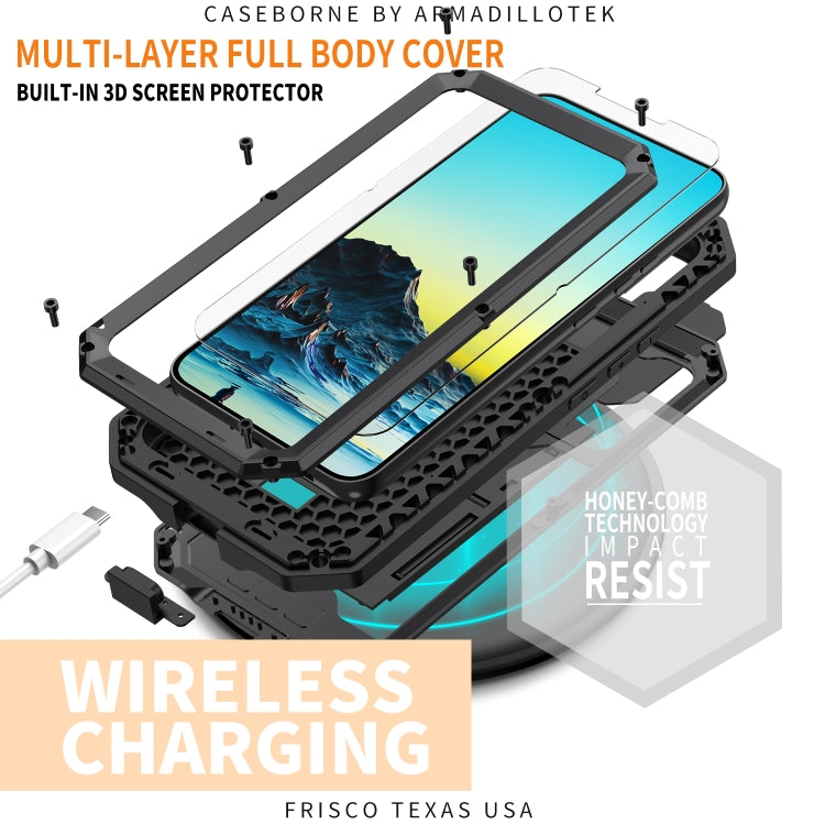 For Samsung Galaxy S22 5G R-JUST Sliding Camera Metal + Silicone Holder Phone Case(Black) - free shipping - PMC TechLife - Order now!