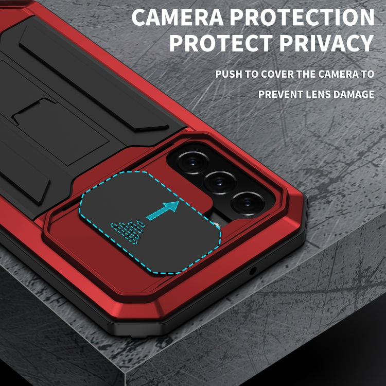 For Samsung Galaxy S22 5G R-JUST Sliding Camera Metal + Silicone Holder Phone Case(Red) - Galaxy S22 5G Cases by R-JUST | Online Shopping South Africa | PMC TechLife | Buy Now Pay Later Mobicred