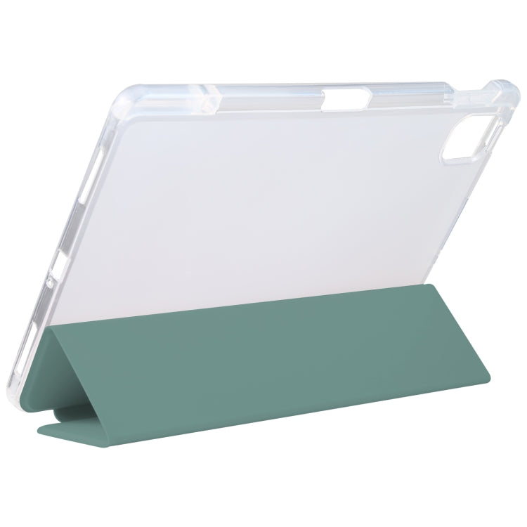 For Xiaomi Mi Pad 5 Pen Slot Transparent Back Cover Leather Tablet Case(Green) - More Tablet Cases by PMC TechLife | Online Shopping South Africa | PMC TechLife