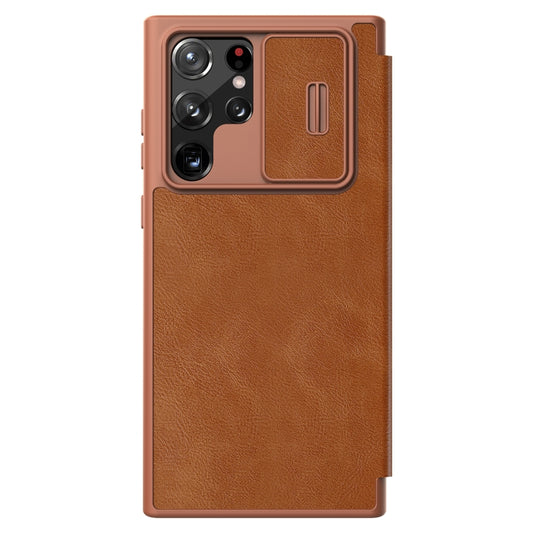 For Samsung Galaxy S22 Ultra 5G NILLKIN QIN Series Pro Sliding Camera Cover Design Leather Phone Case(Brown) - Galaxy S22 Ultra 5G Cases by NILLKIN | Online Shopping South Africa | PMC Jewellery