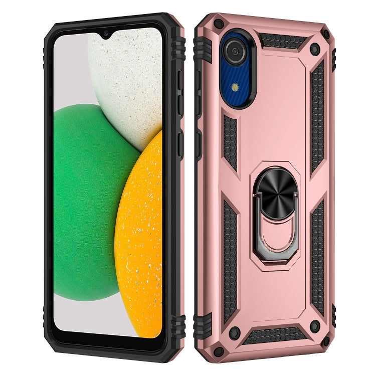 For Samsung Galaxy A03 Core 164mm Shockproof TPU + PC Phone Case with Holder(Rose Gold) - free shipping - PMC TechLife - Order now!