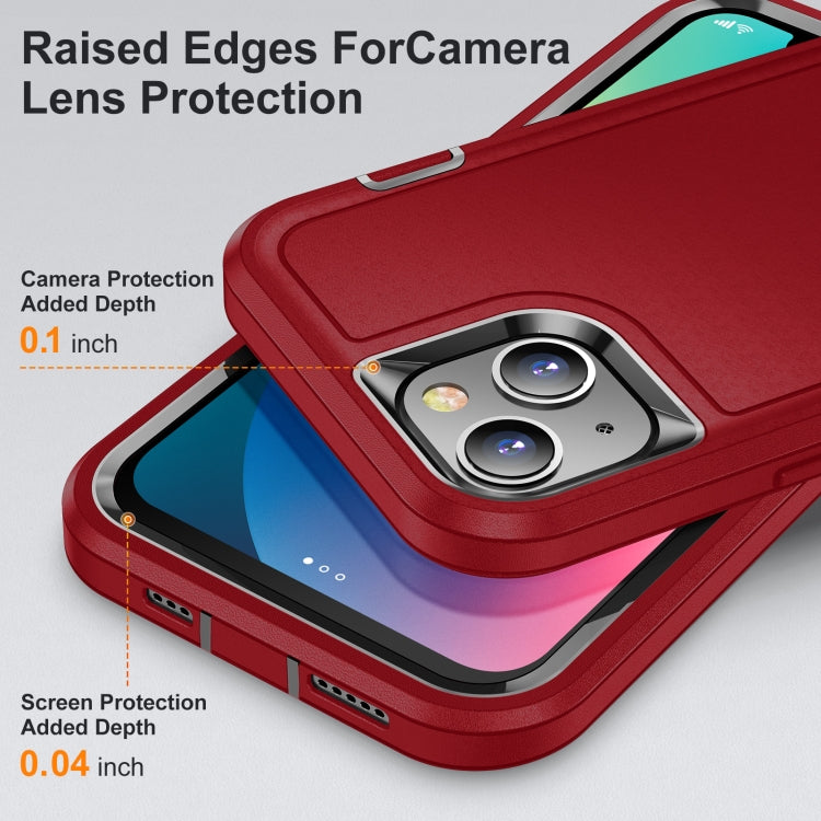 For iPhone 13 3 in 1 Rugged Holder Phone Case(Red + Black) - iPhone 13 Cases by PMC TechLife | Online Shopping South Africa | PMC TechLife