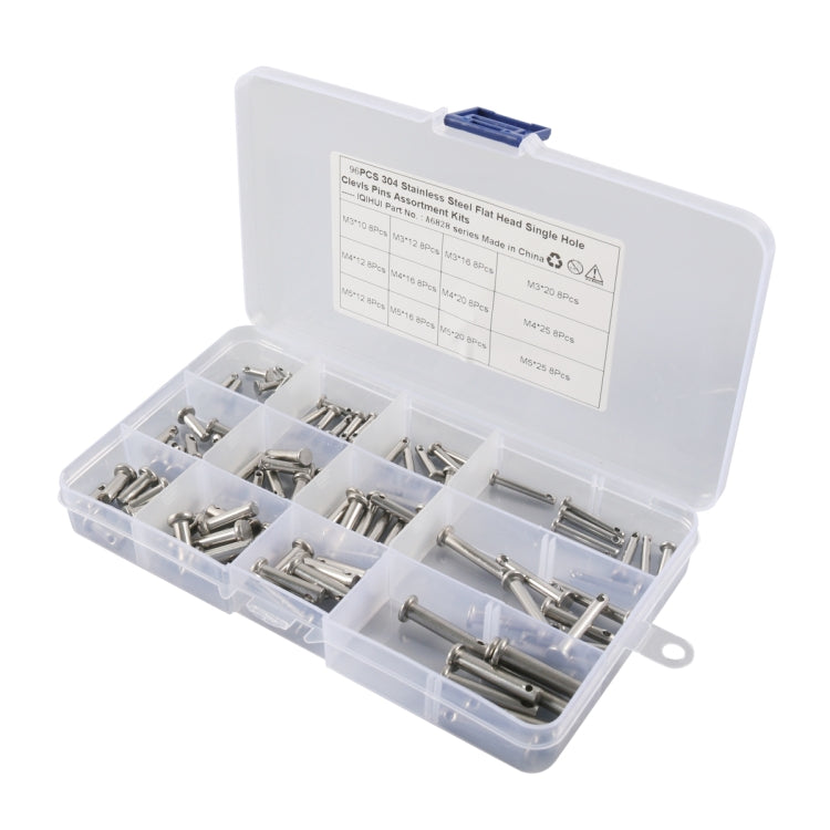 A6828 96 in 1 304 Stainless Steel Flat Head Single Hole Clevis Pins Assortment Kit - Booster Cable & Clip by PMC Jewellery | Online Shopping South Africa | PMC Jewellery