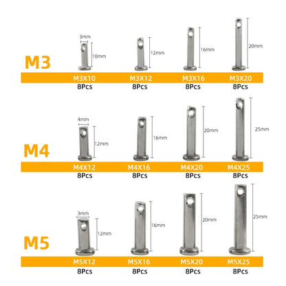 A6828 96 in 1 304 Stainless Steel Flat Head Single Hole Clevis Pins Assortment Kit - Booster Cable & Clip by PMC Jewellery | Online Shopping South Africa | PMC Jewellery