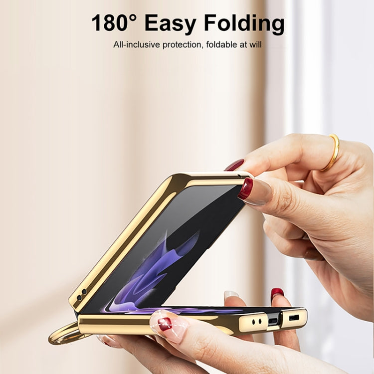 For Samsung Galaxy Z Flip3 5G GKK Integrated Plating + Leather Phone Case with Ring(Pink) - free shipping - PMC TechLife - Order now!