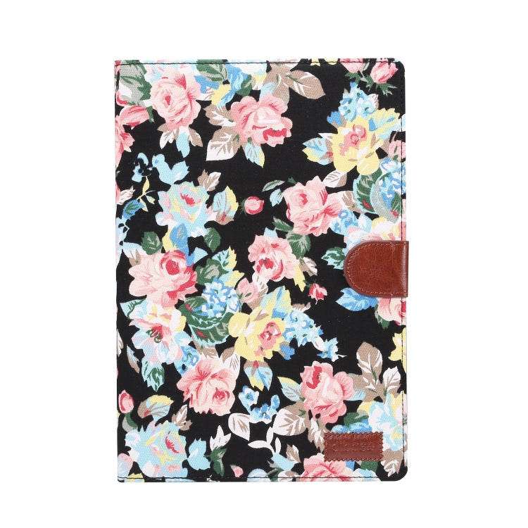 For Samsung Galaxy Tab A8 10.5 2021 X200 / X205 Flower Cloth Leather Smart Tablet Case(Black) - Other Galaxy Tab PC by PMC TechLife | Online Shopping South Africa | PMC TechLife