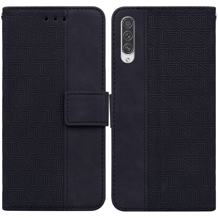 For Samsung Galaxy A70 / A70s Geometric Embossed Leather Phone Case(Black) - Galaxy Phone Cases by PMC TechLife | Online Shopping South Africa | PMC TechLife | Buy Now Pay Later Mobicred