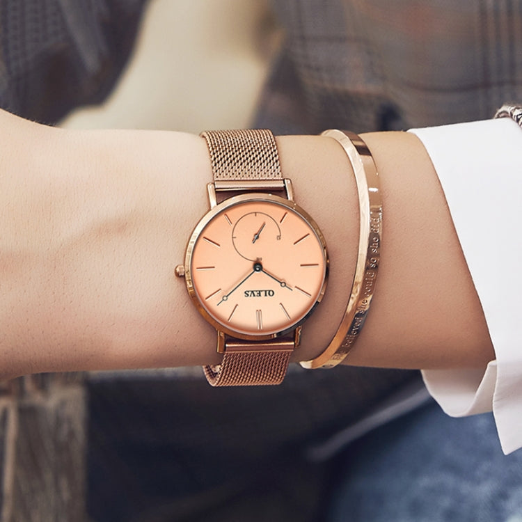 OLEVS 5190 Women Waterproof Ultra-thin Small Dial Quartz Watch(Rose Gold) - Metal Strap Watches by OLEVS | Online Shopping South Africa | PMC Jewellery | Buy Now Pay Later Mobicred