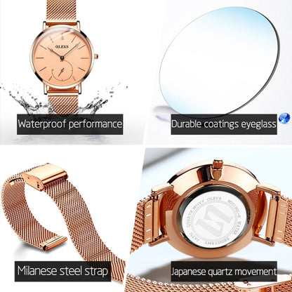 OLEVS 5190 Women Waterproof Ultra-thin Small Dial Quartz Watch(Rose Gold) - Metal Strap Watches by OLEVS | Online Shopping South Africa | PMC Jewellery | Buy Now Pay Later Mobicred