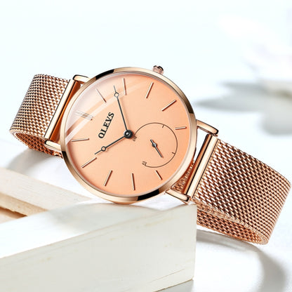 OLEVS 5190 Women Waterproof Ultra-thin Small Dial Quartz Watch(Rose Gold) - Metal Strap Watches by OLEVS | Online Shopping South Africa | PMC Jewellery | Buy Now Pay Later Mobicred