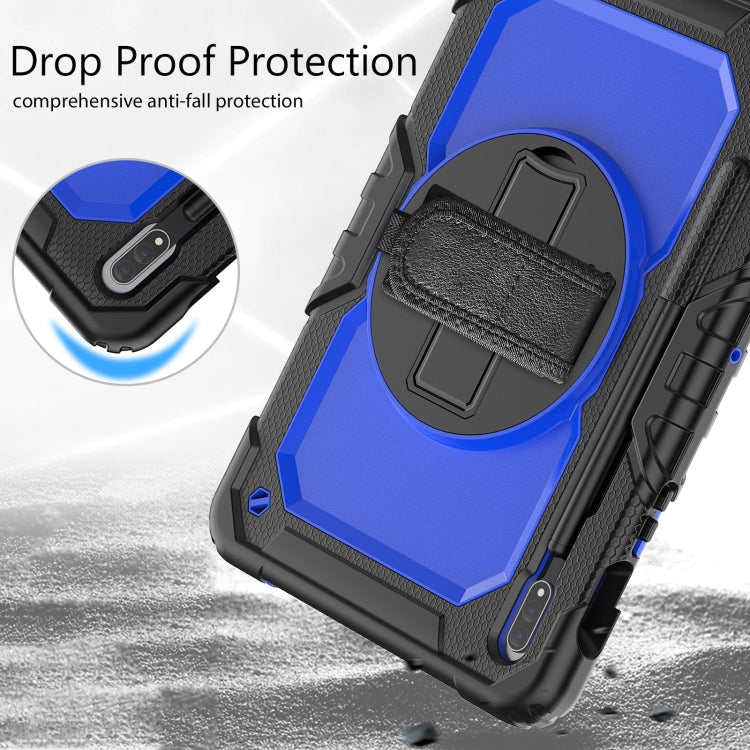 For Samsung Galaxy Tab S8 11 inch SM-X700 Silicone + PC Tablet Case with Shoulder Strap(Black+Dark Blue) - free shipping - PMC TechLife - Order now!
