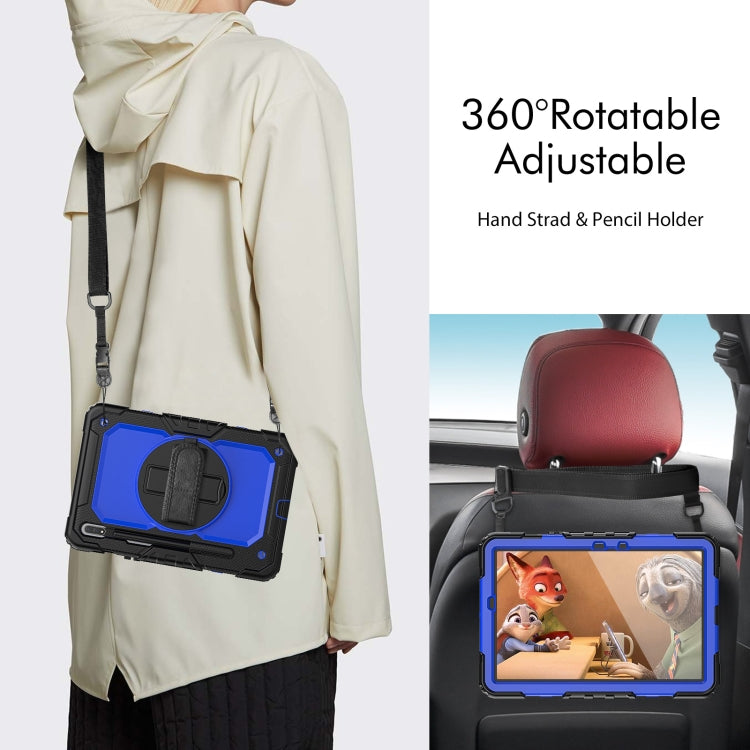 For Samsung Galaxy Tab S8 11 inch SM-X700 Silicone + PC Tablet Case with Shoulder Strap(Black+Dark Blue) - free shipping - PMC TechLife - Order now!