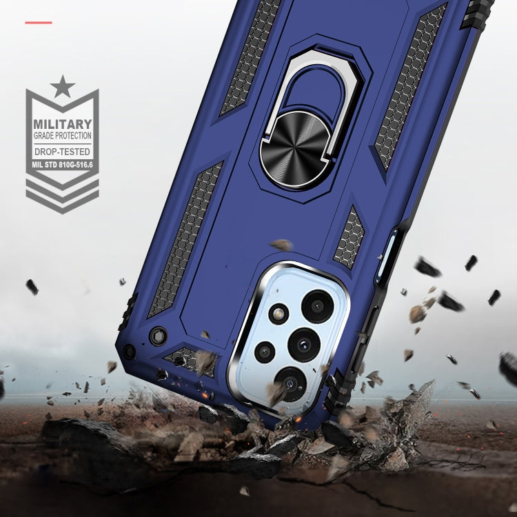 For Samsung Galaxy A23 Shockproof TPU + PC Phone Case with Holder(Blue) - Galaxy Phone Cases by PMC TechLife | Online Shopping South Africa | PMC TechLife | Buy Now Pay Later Mobicred