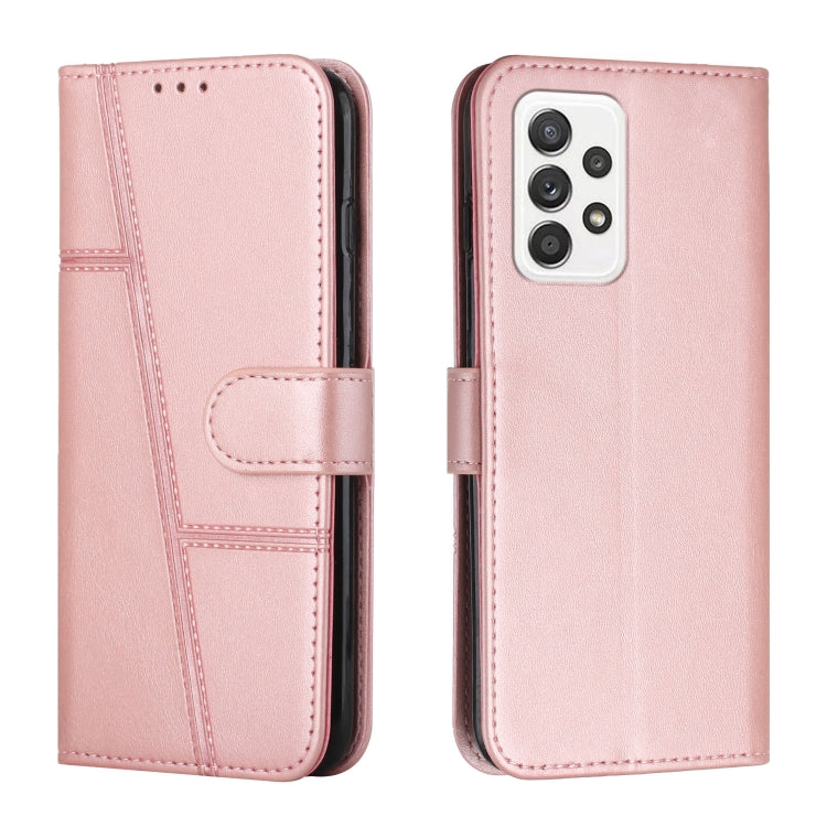 For Samsung Galaxy A23 Stitching Calf Texture Buckle Leather Phone Case(Pink) - Galaxy Phone Cases by PMC TechLife | Online Shopping South Africa | PMC TechLife | Buy Now Pay Later Mobicred