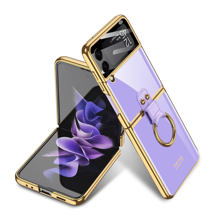 For Samsung Galaxy Z Flip3 5G GKK Integrated Solid Color Plating Phone Case with Ring Holder(Lavender Purple) - Galaxy Phone Cases by GKK | Online Shopping South Africa | PMC TechLife | Buy Now Pay Later Mobicred
