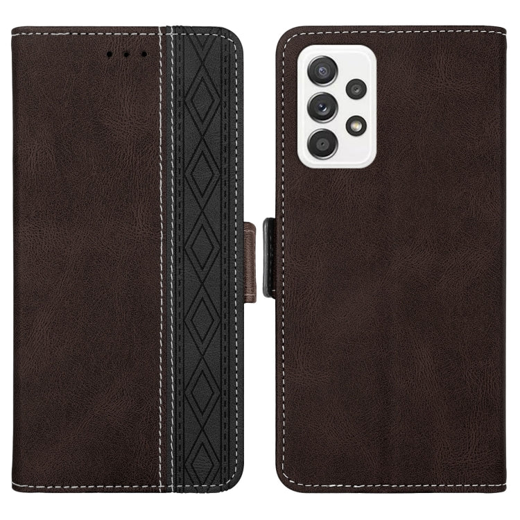 For Samsung Galaxy A73 5G Stitching Side-Magnetic RFID Leather Phone Case(Coffee) - free shipping - PMC TechLife - Order now!