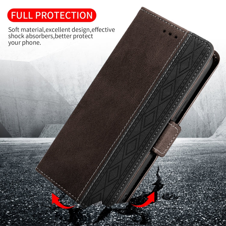 For Samsung Galaxy A73 5G Stitching Side-Magnetic RFID Leather Phone Case(Coffee) - free shipping - PMC TechLife - Order now!