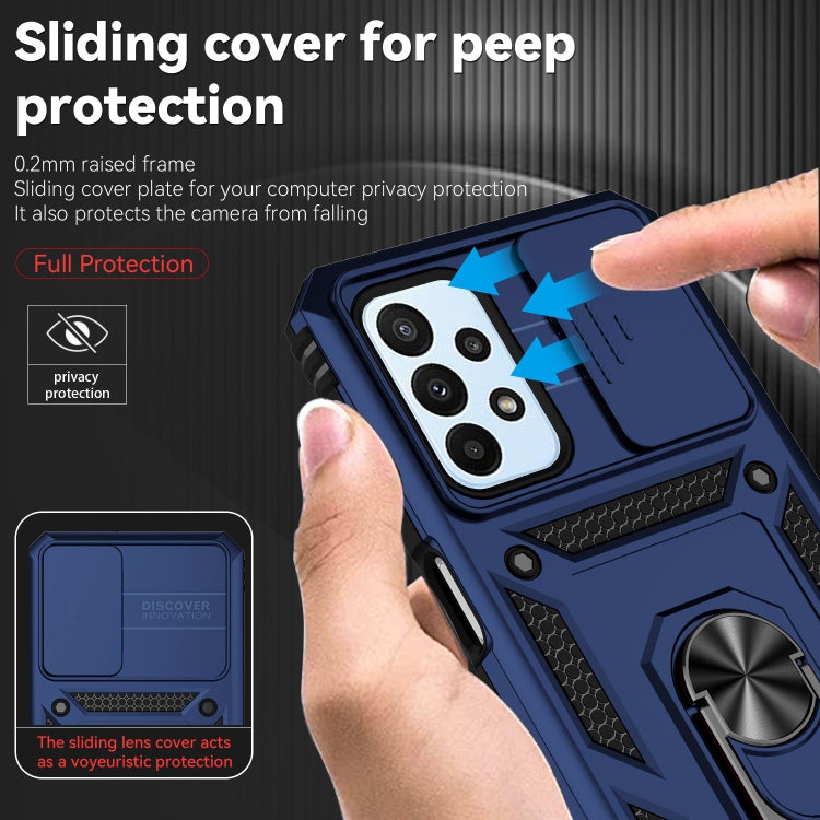 For Samsung Galaxy A23 Sliding Camshield Holder Phone Case(Blue) - Galaxy Phone Cases by PMC TechLife | Online Shopping South Africa | PMC TechLife | Buy Now Pay Later Mobicred