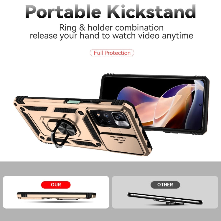For Xiaomi Redmi Note 11 Pro Global Sliding Camshield Holder Phone Case(Gold) - free shipping - PMC TechLife - Order now!