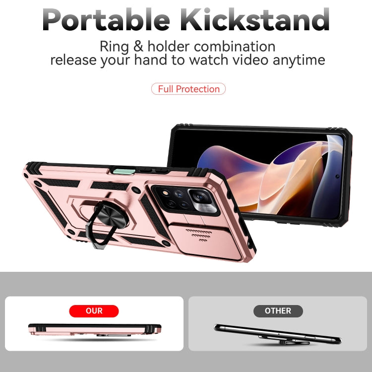 For Xiaomi Redmi Note 11 Pro Global Sliding Camshield Holder Phone Case(Rose Gold) - Redmi Note 11 Pro Case by PMC TechLife | Online Shopping South Africa | PMC TechLife