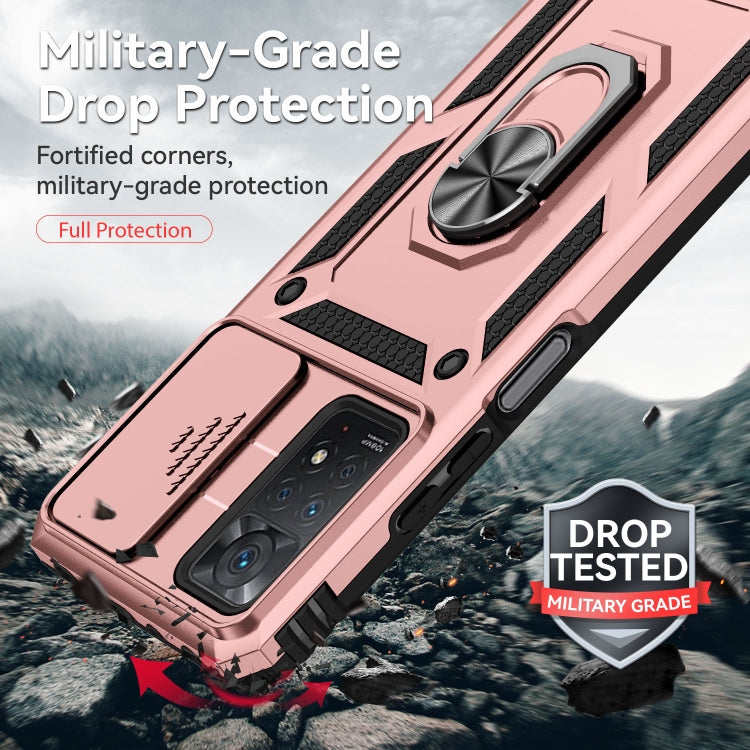 For Xiaomi Redmi Note 11 Pro Global Sliding Camshield Holder Phone Case(Rose Gold) - Redmi Note 11 Pro Case by PMC TechLife | Online Shopping South Africa | PMC TechLife