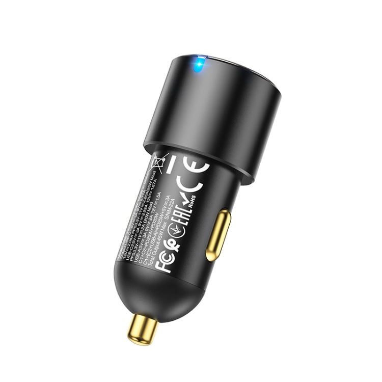 hoco NZ6 Dual Type-C / USB-C + USB PD45W 3-port Car Charger(Black) - Car Charger by hoco | Online Shopping South Africa | PMC Jewellery