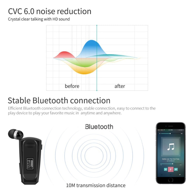 Fineblue F990 CVC6.0 Noise Reduction Lavalier Bluetooth Earphone, Support Vibration Reminder(Black) - Bluetooth Earphone by Fineblue | Online Shopping South Africa | PMC Jewellery | Buy Now Pay Later Mobicred