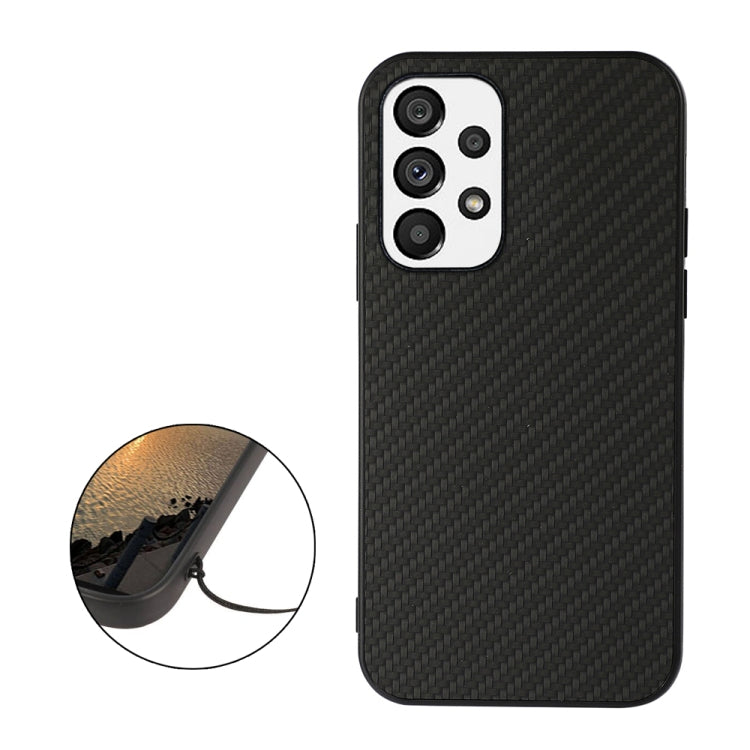For Samsung Galaxy A73 5G Accurate Hole Carbon Fiber Texture PU Phone Case(Black) - free shipping - PMC TechLife - Order now!