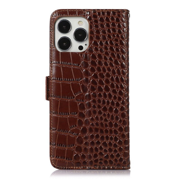 For iPhone 13 Pro Crocodile Top Layer Cowhide Leather Phone Case (Brown) - free shipping - PMC TechLife - Order now!